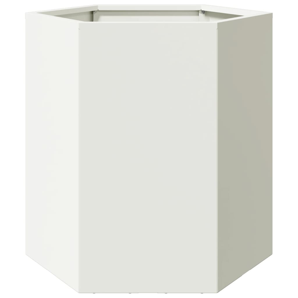 vidaXL Vaso/floreira de jardim hexagonal 46x40x45 cm aço branco