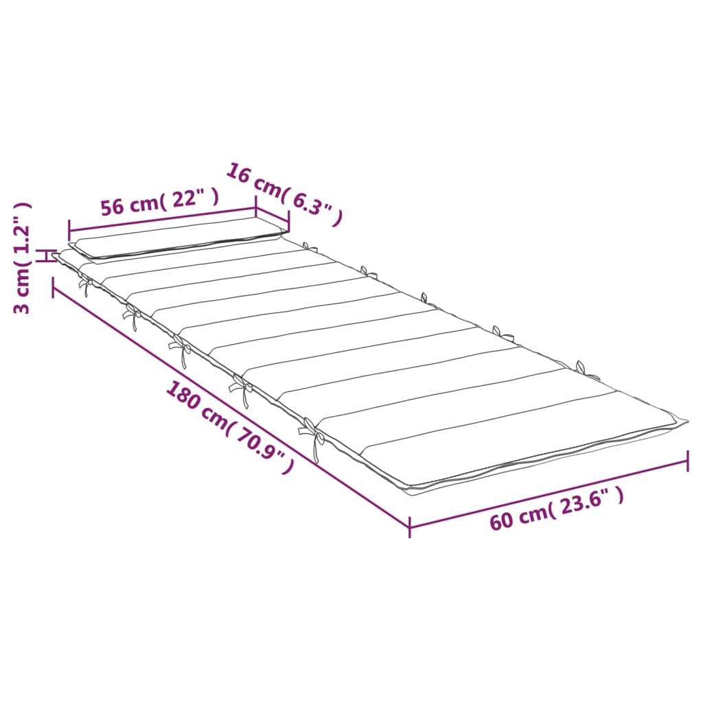 vidaXL Almofadão p/ espreguiçadeira 180x60x3 cm tecido oxford verde