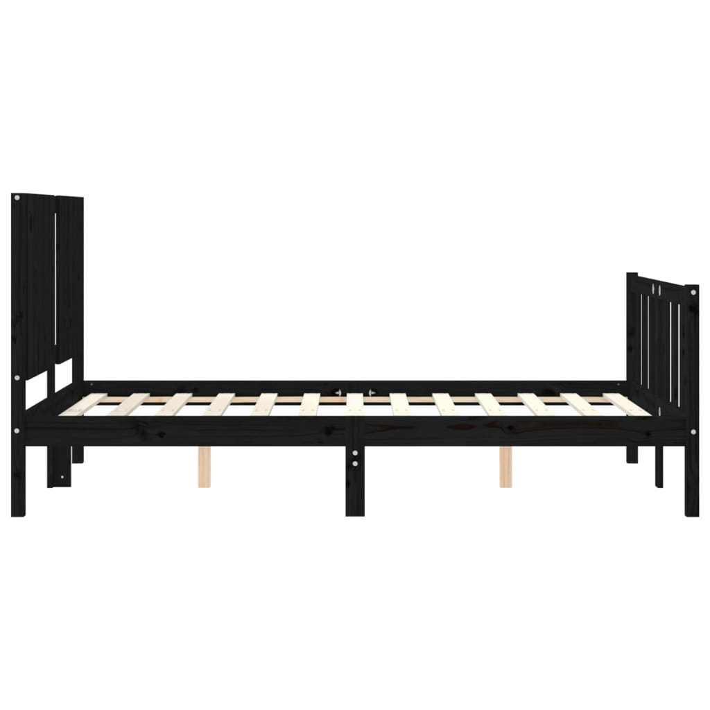 vidaXL Estrutura de cama com cabeceira 120x200cm madeira maciçao preto