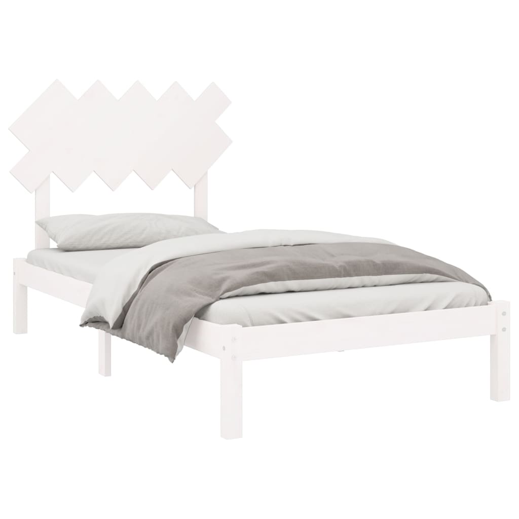 vidaXL Estrutura de cama 100x200 cm madeira maciça branco