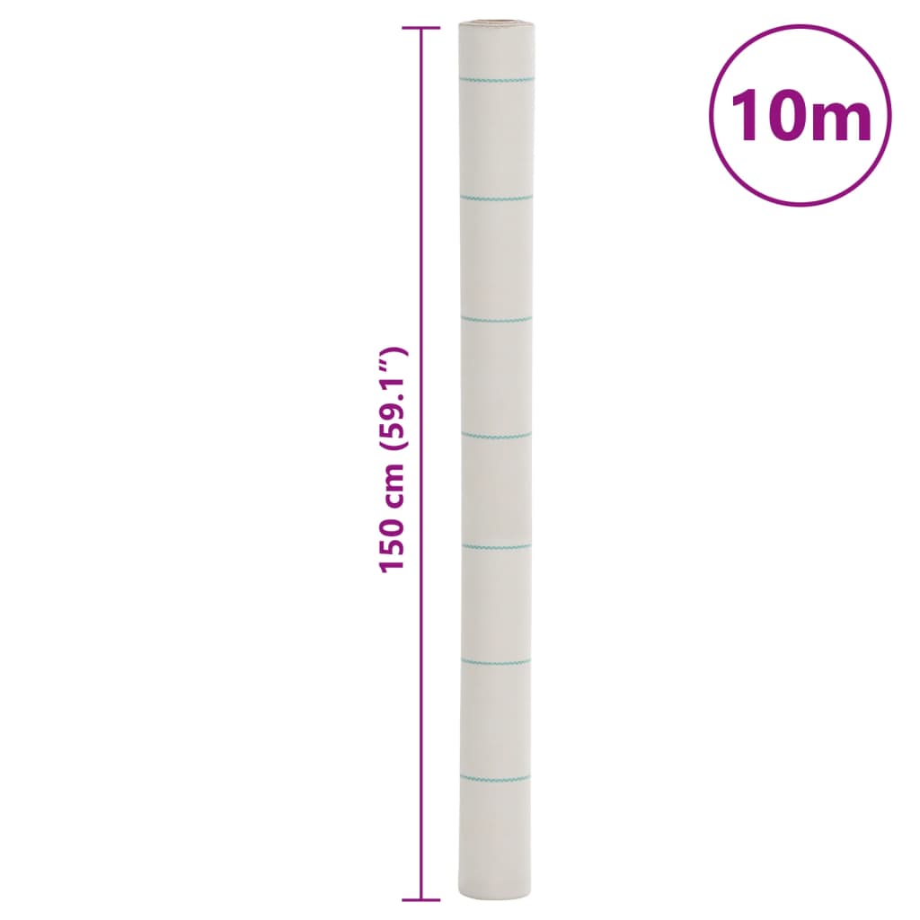 vidaXL Tela para ervas daninhas 1,5x10 m PP branco