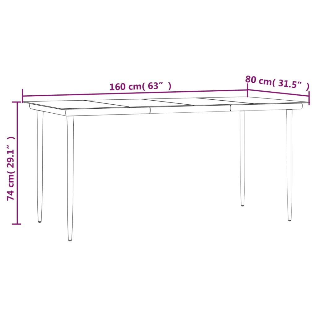 vidaXL 5 pcs conjunto de jantar para jardim vime PE castanho