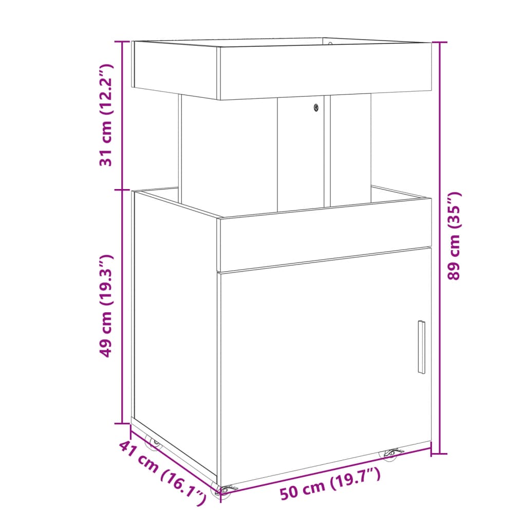 vidaXL Carrinho de bar 50x41x89 cm derivados de madeira branco