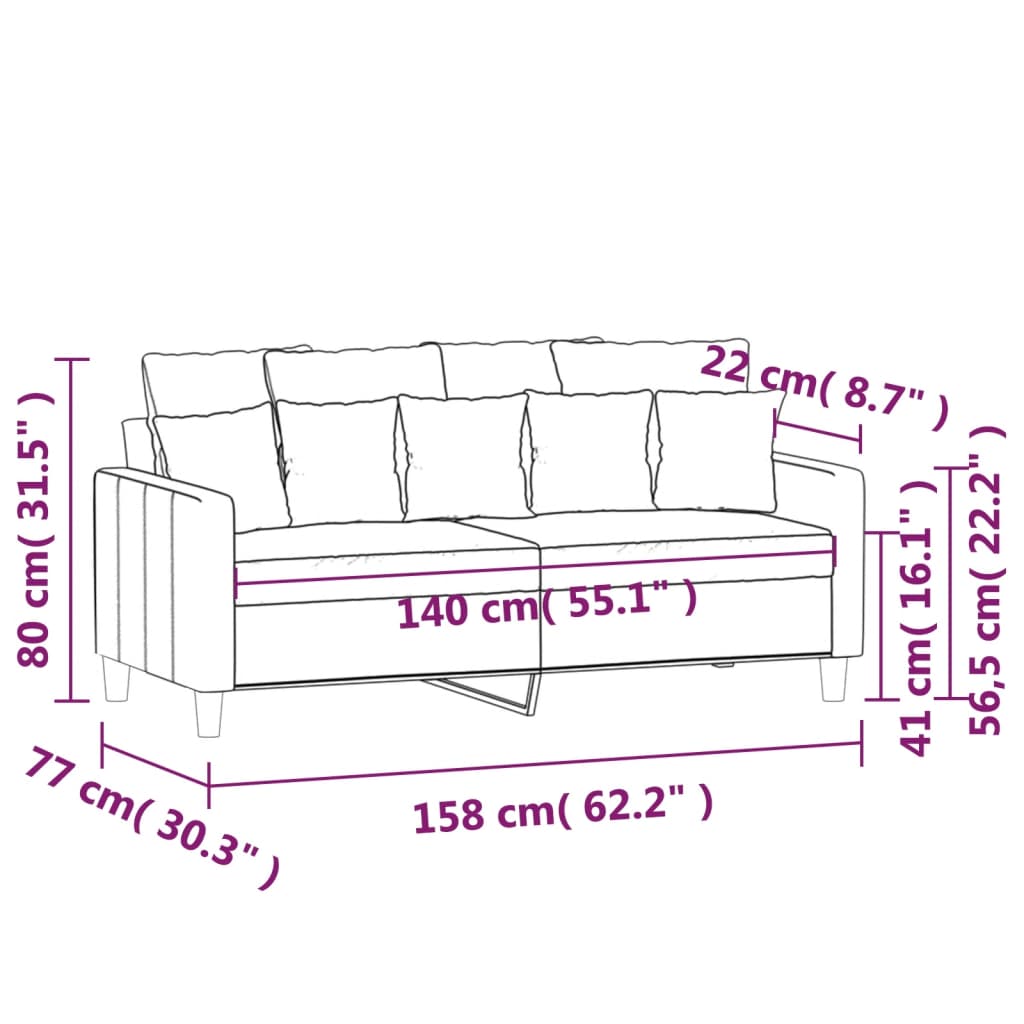 vidaXL Sofá de 2 lugares veludo 140 cm castanho