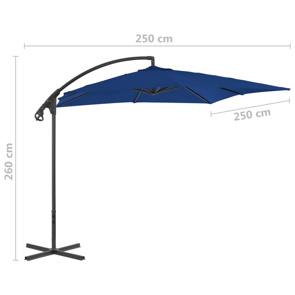 vidaXL Guarda-sol de jardim cantilever c/ poste de aço 250x250 cm azul