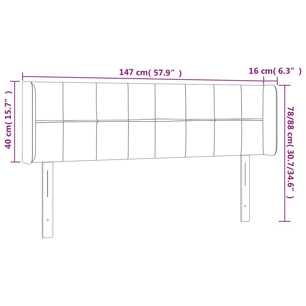 vidaXL Cabeceira de cama c/ luzes LED tecido 147x16x78/88 cm cor creme