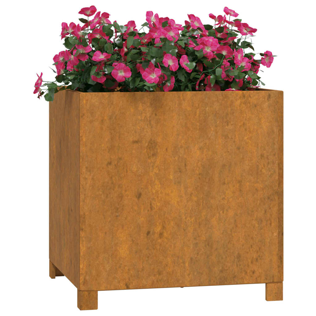 vidaXL Vaso/floreira com pernas 49x47x50 cm aço corten cor enferrujado