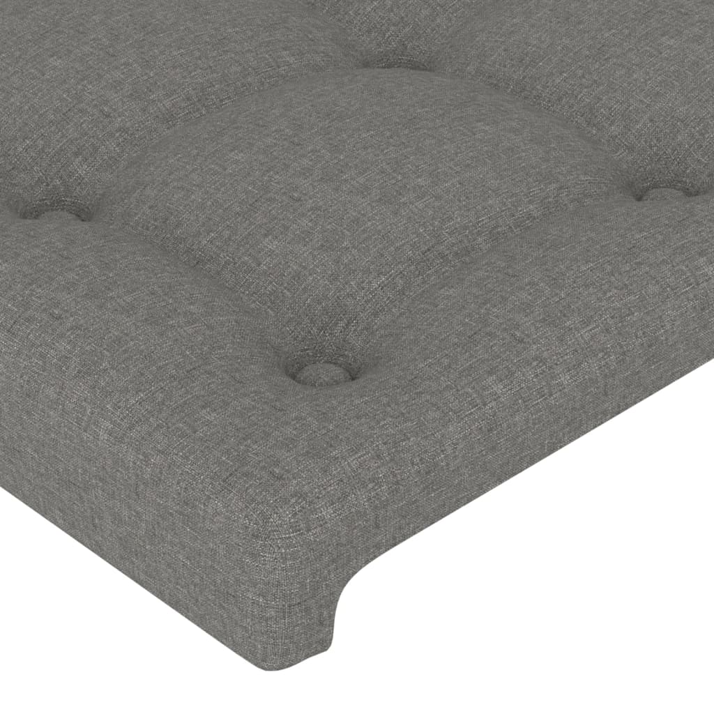 vidaXL Cabeceira cama c/ abas tecido 147x16x118/128 cm cinzento-escuro
