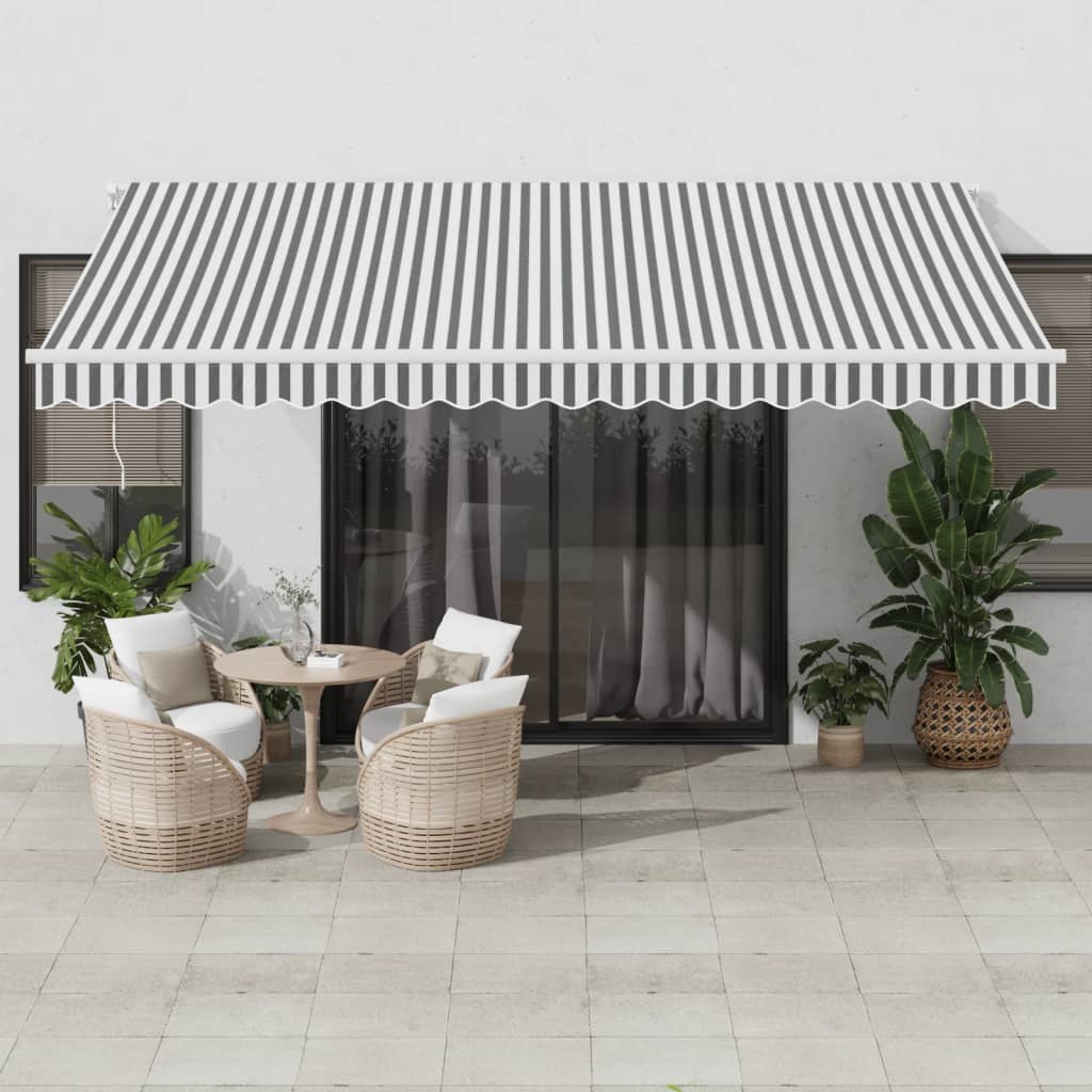 vidaXL Toldo retrátil manual com luzes LED 450x300 cm antracite/branco