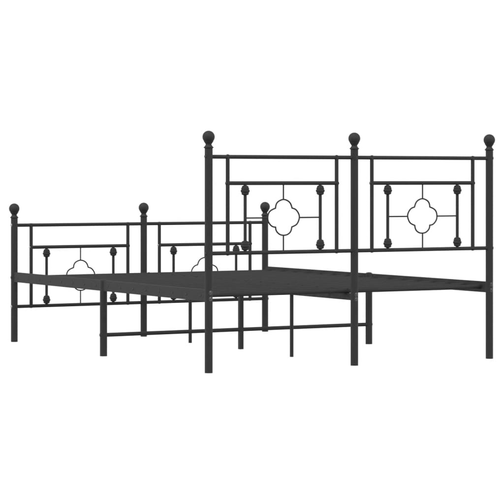 vidaXL Estrutura de cama com cabeceira e pés 135x190 cm metal preto