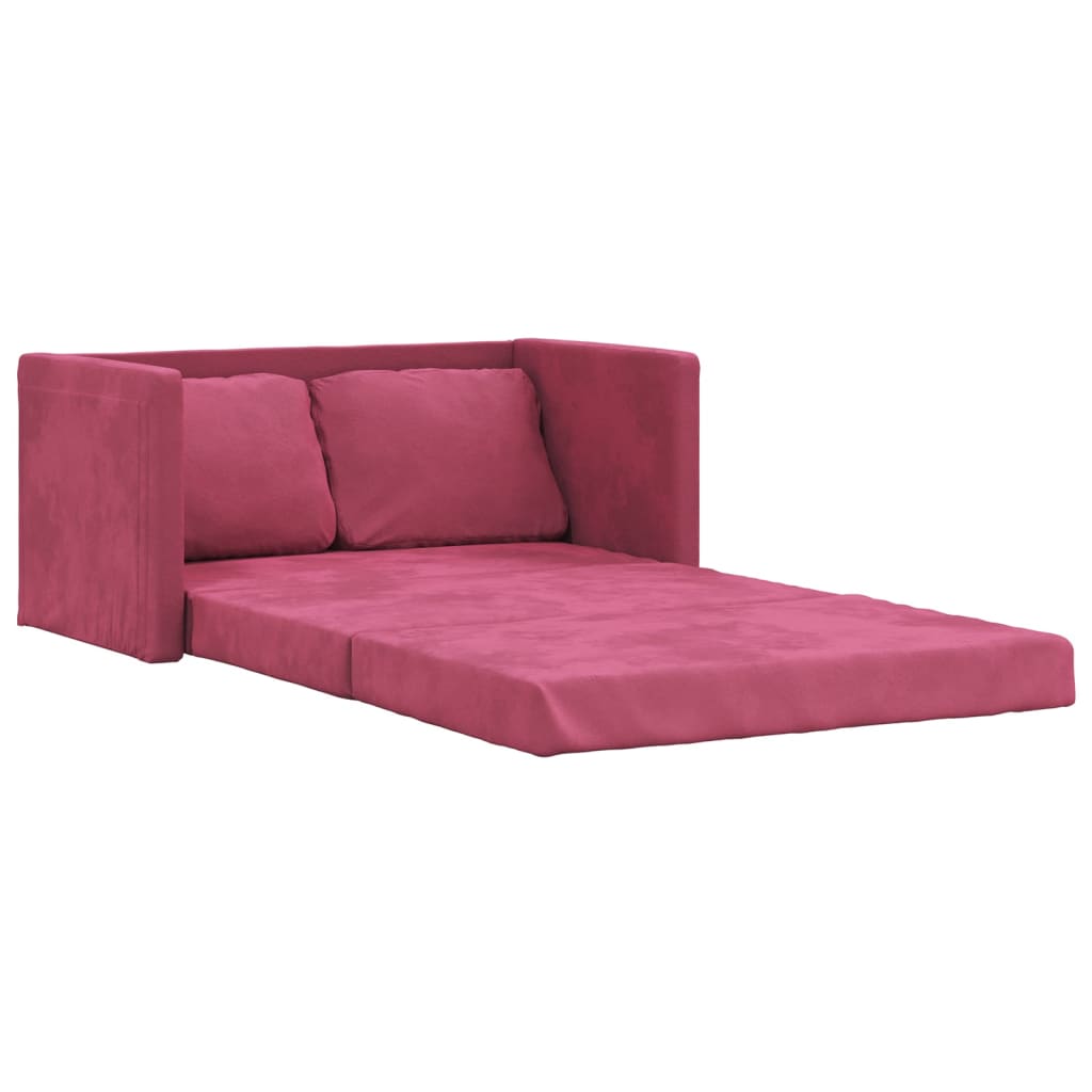 vidaXL Sofá-cama sem pés 122x204x55 cm veludo vermelho tinto