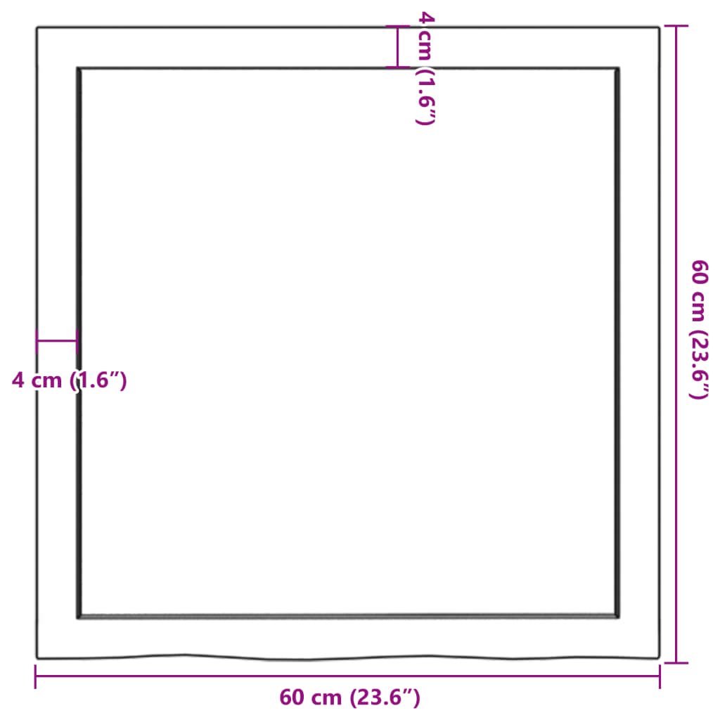 vidaXL Tampo de mesa 60x60x(2-6) cm carvalho tratado castanho-claro