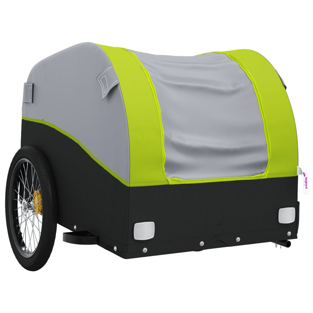 vidaXL Reboque para bicicleta 30 kg ferro preto e verde