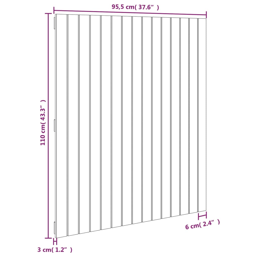 vidaXL Cabeceira de parede 95,5x3x110 cm pinho maciço branco