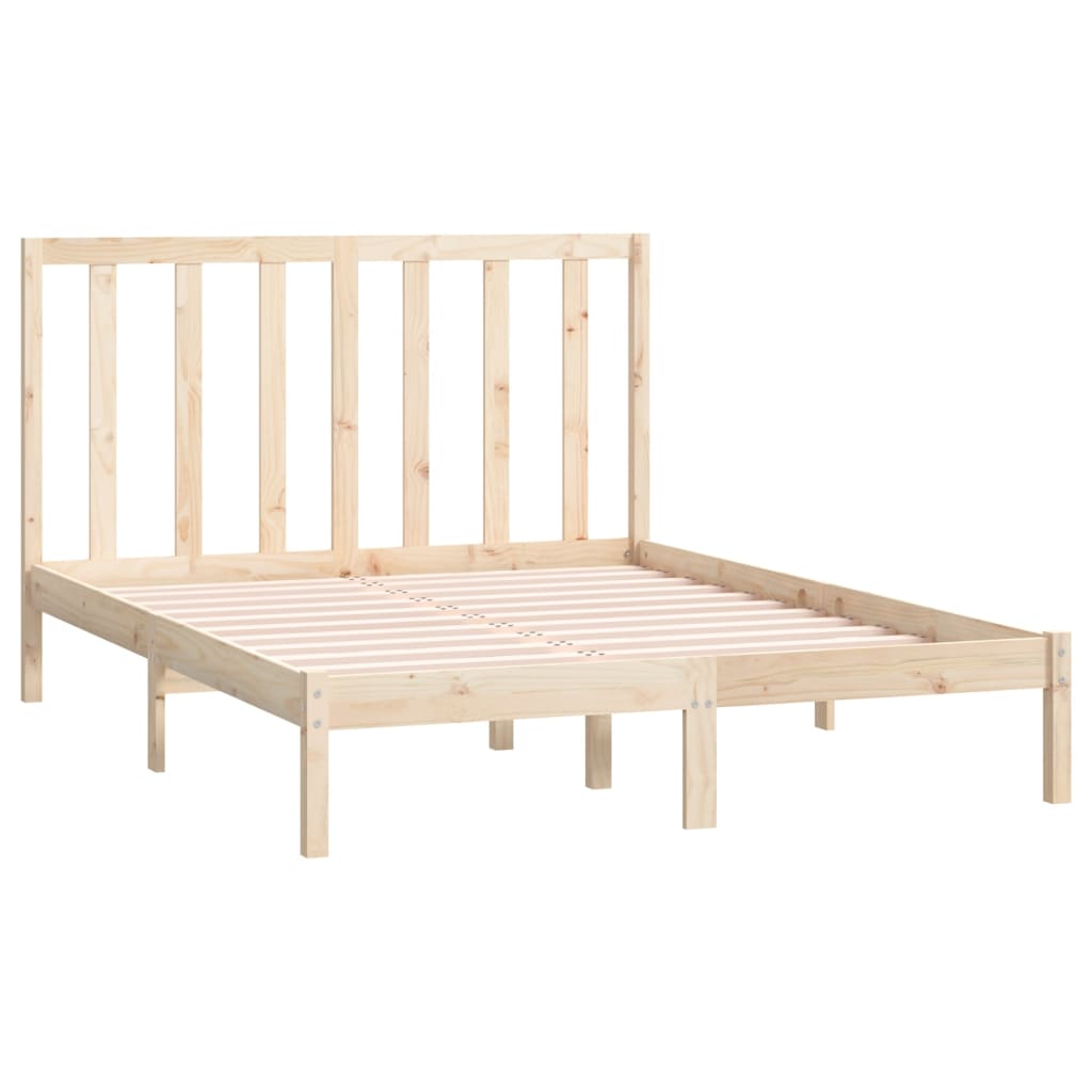 vidaXL Estrutura de cama casal 135x190 cm pinho maciço