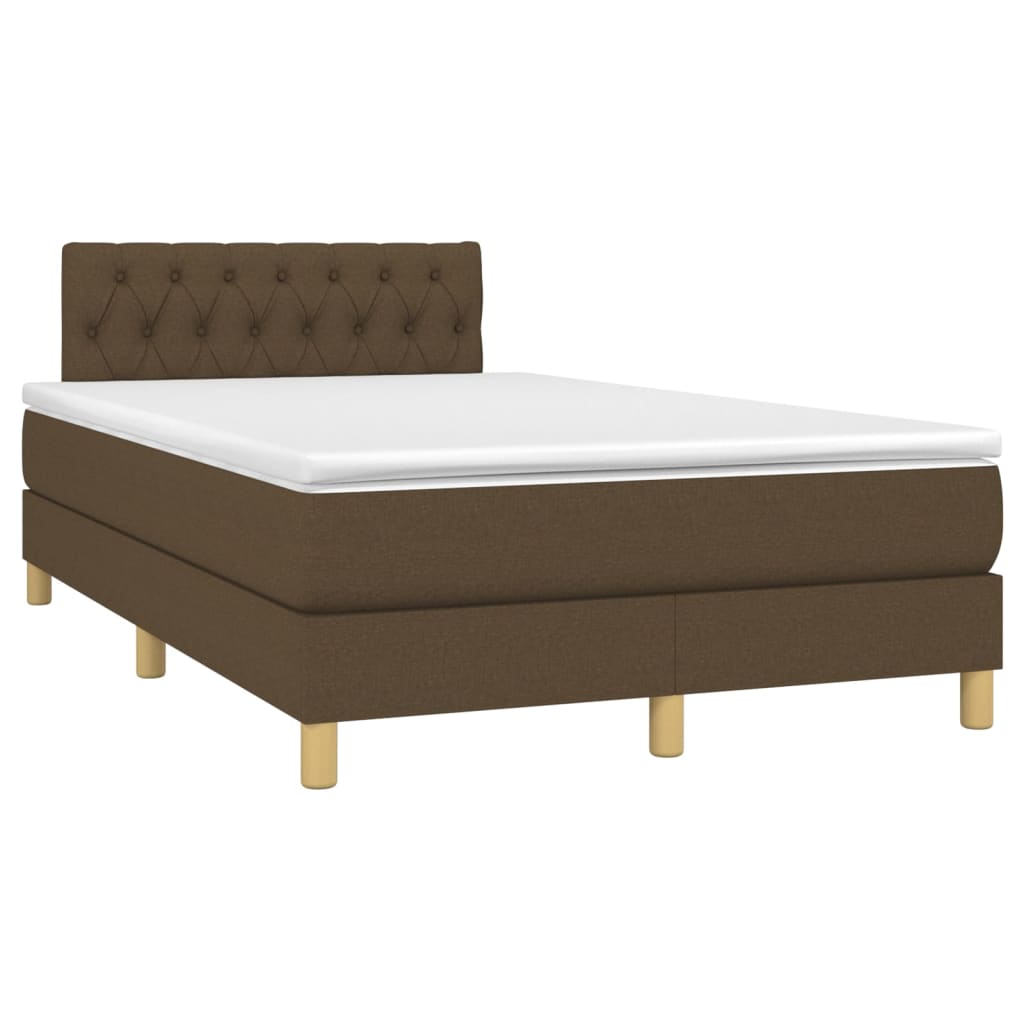 vidaXL Cama box spring c/ colchão/LED 120x200cm tecido castanho-escuro