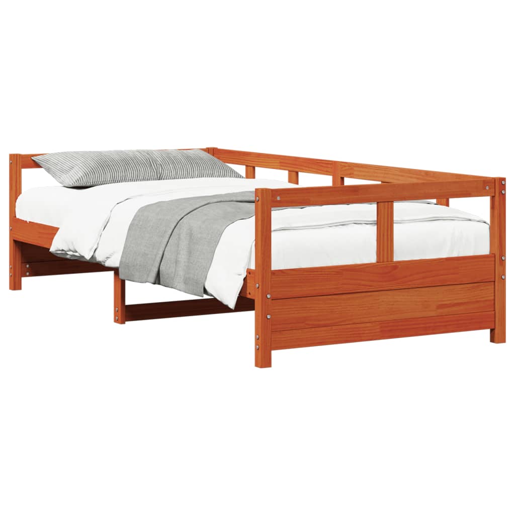 vidaXL Sofá-cama sem colchão 80x200 cm madeira de pinho castanho cera