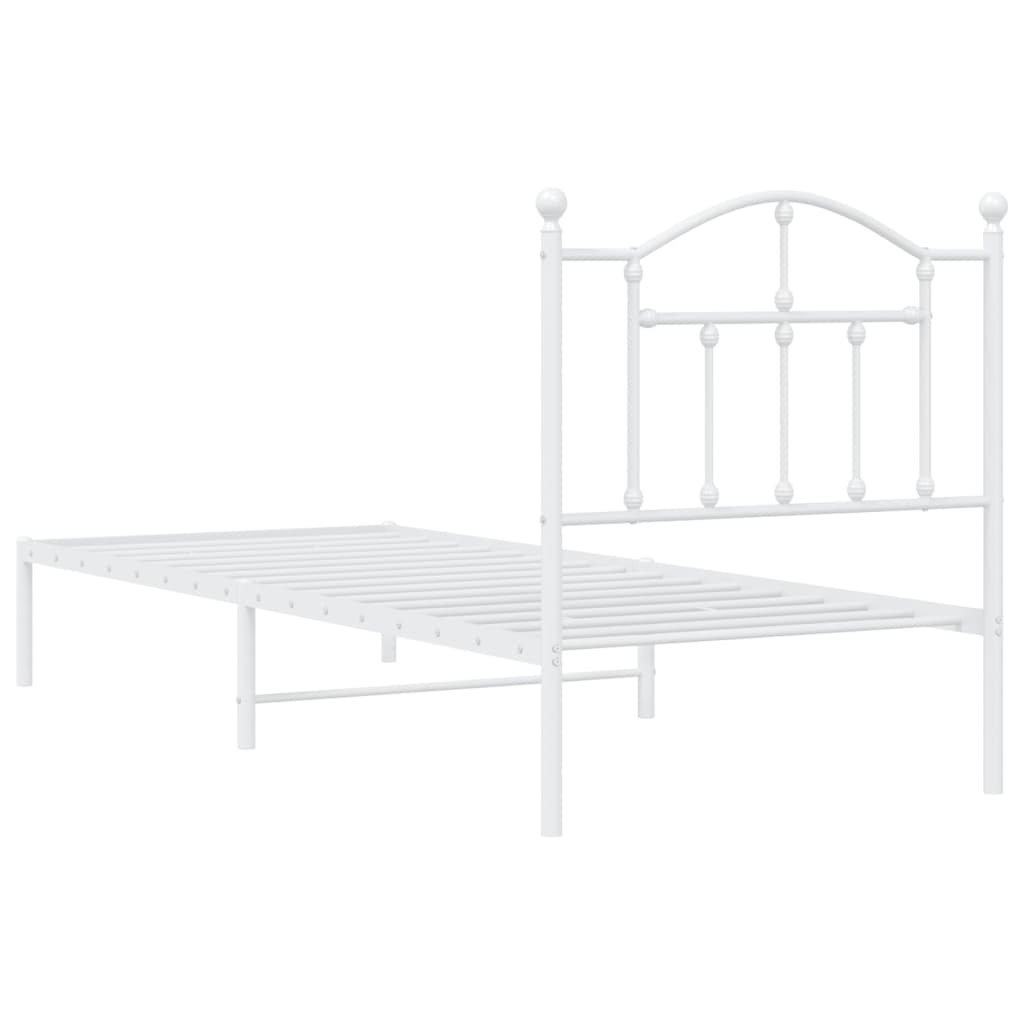 vidaXL Estrutura de cama com cabeceira 90x200 cm metal branco