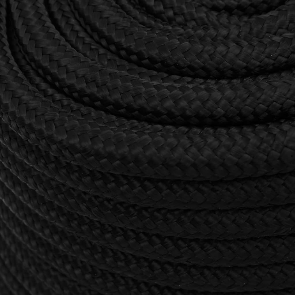 vidaXL Corda de trabalho 16 mm 50 m poliéster preto