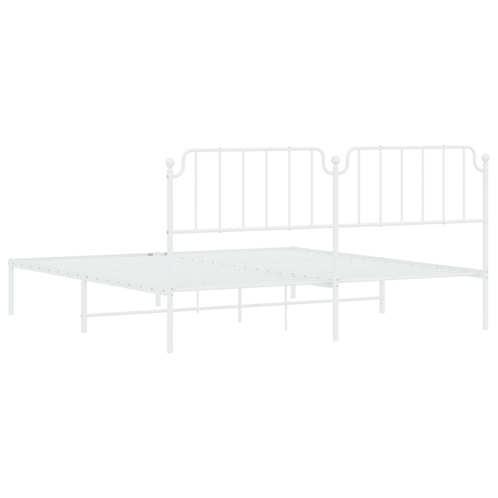 vidaXL Estrutura de cama com cabeceira 193x203 cm metal branco