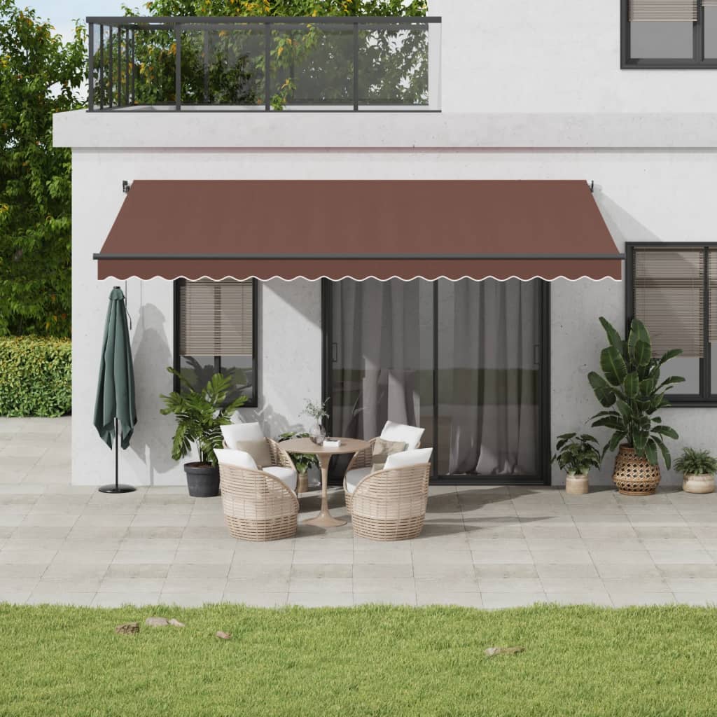 vidaXL Toldo retrátil manual 500x350 cm castanho