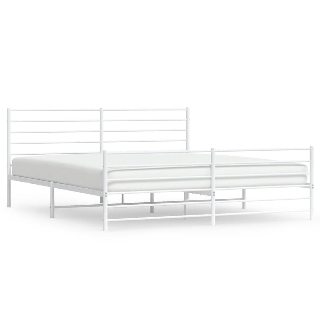 vidaXL Estrutura de cama com cabeceira e pés 193x203 cm metal branco