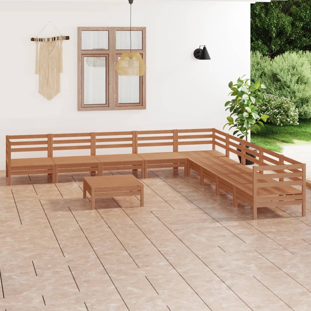 vidaXL 10 pcs conjunto lounge de jardim pinho maciço castanho mel