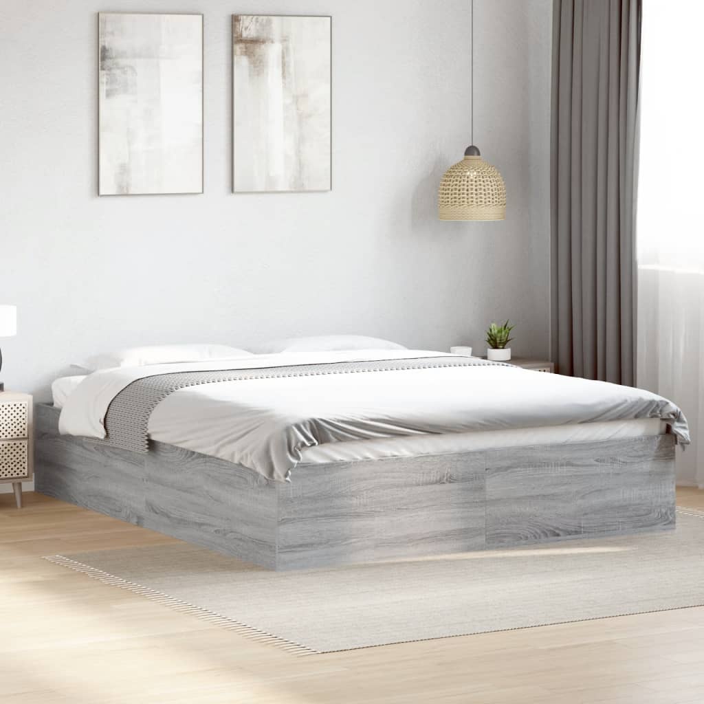 vidaXL Estrutura de cama 160x200 cm derivados de madeira cinza sonoma