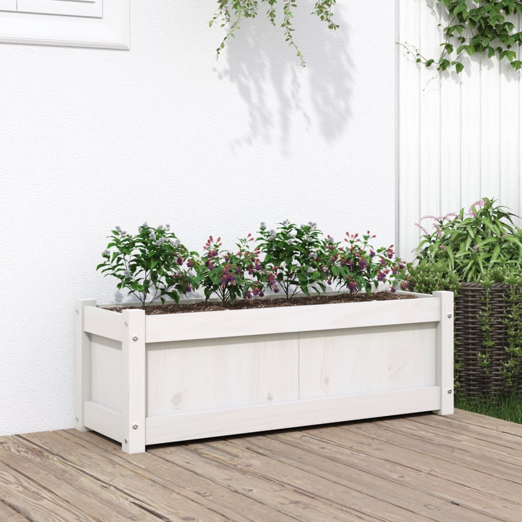 vidaXL Vaso/floreira de jardim 90x31x31 cm pinho maciço branco