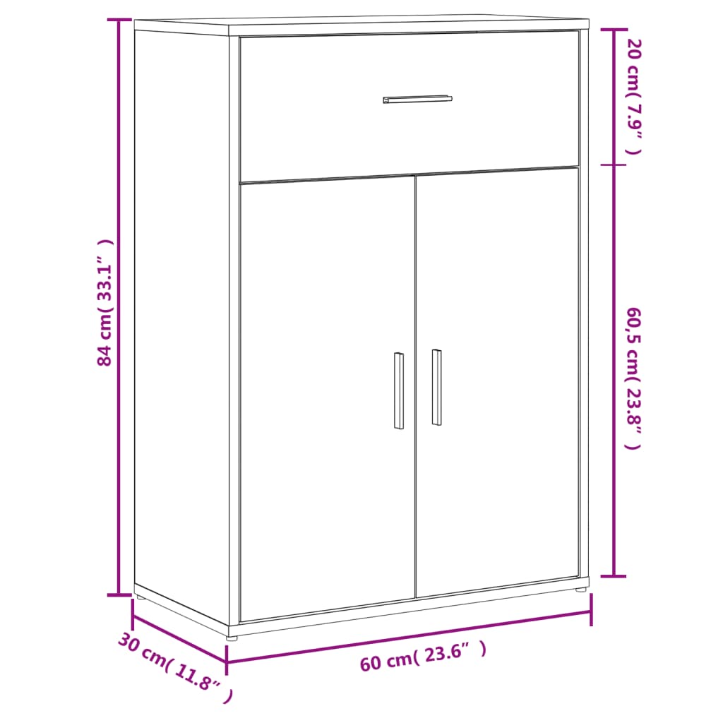 vidaXL Aparador 60x30x84 cm derivados de madeira branco