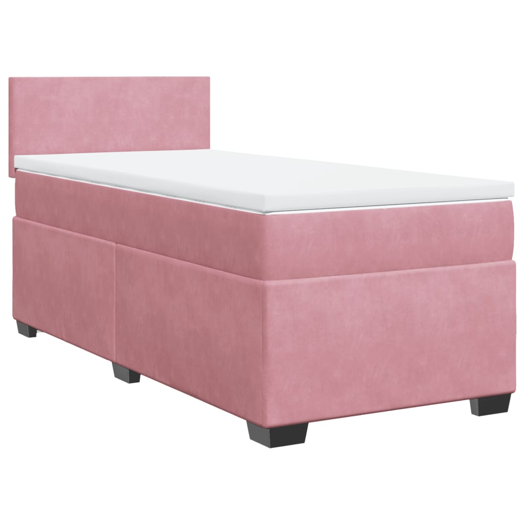 vidaXL Cama com molas/colchão 100x200 cm veludo rosa