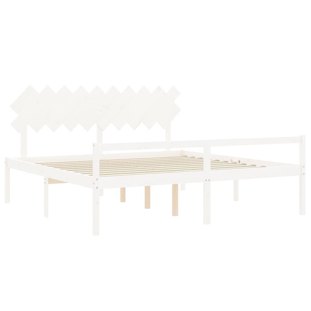 vidaXL Cama para idosos com cabeceira 200x200 cm madeira maciça branco