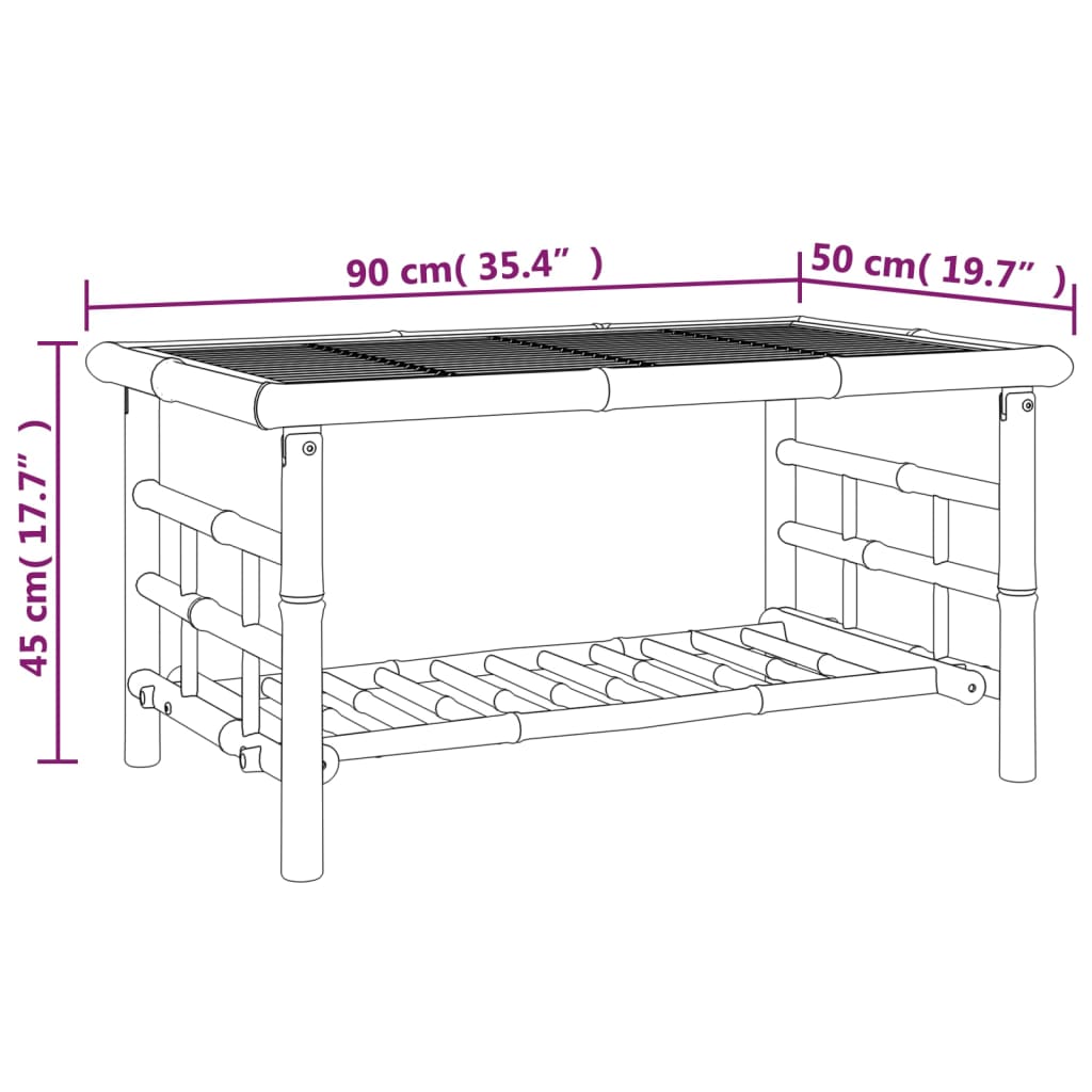 vidaXL 2pcs conj. lounge de jardim bambu c/ almofadões cinzento-escuro