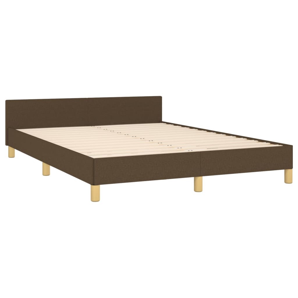 vidaXL Estrutura de cama sem colchão 140x200 cm tecido castanho-escuro