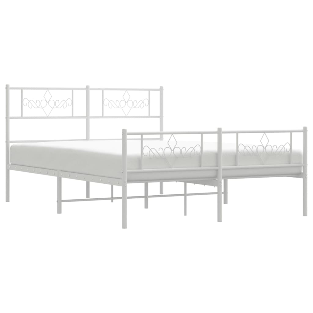 vidaXL Estrutura de cama com cabeceira e pés 150x200 cm metal branco