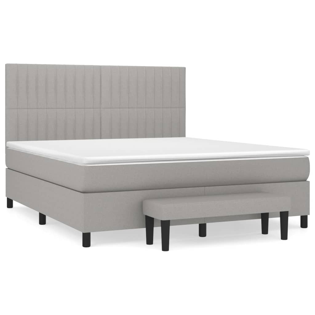 vidaXL Cama com molas/colchão 180x200 cm tecido cinzento-claro