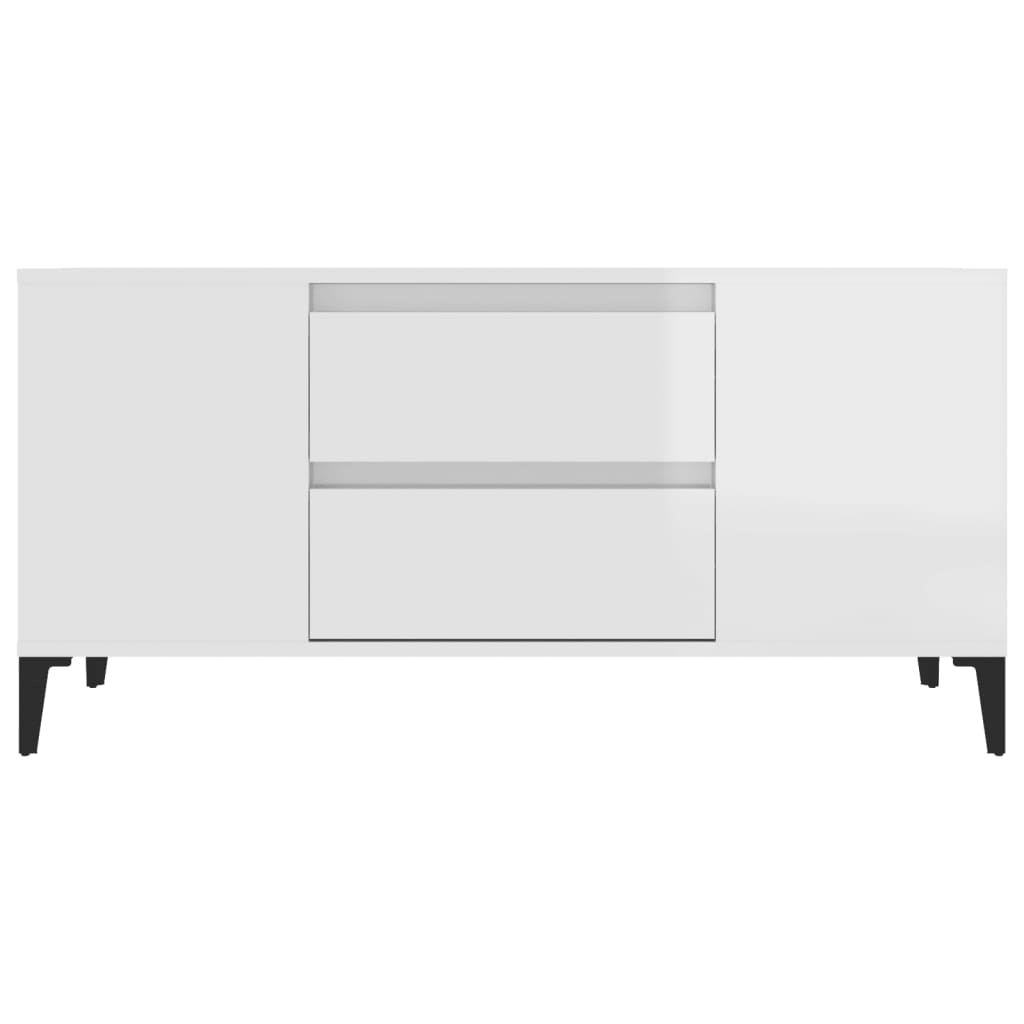 vidaXL Móvel p/ TV 102x44,5x50 cm derivados madeira branco brilhante