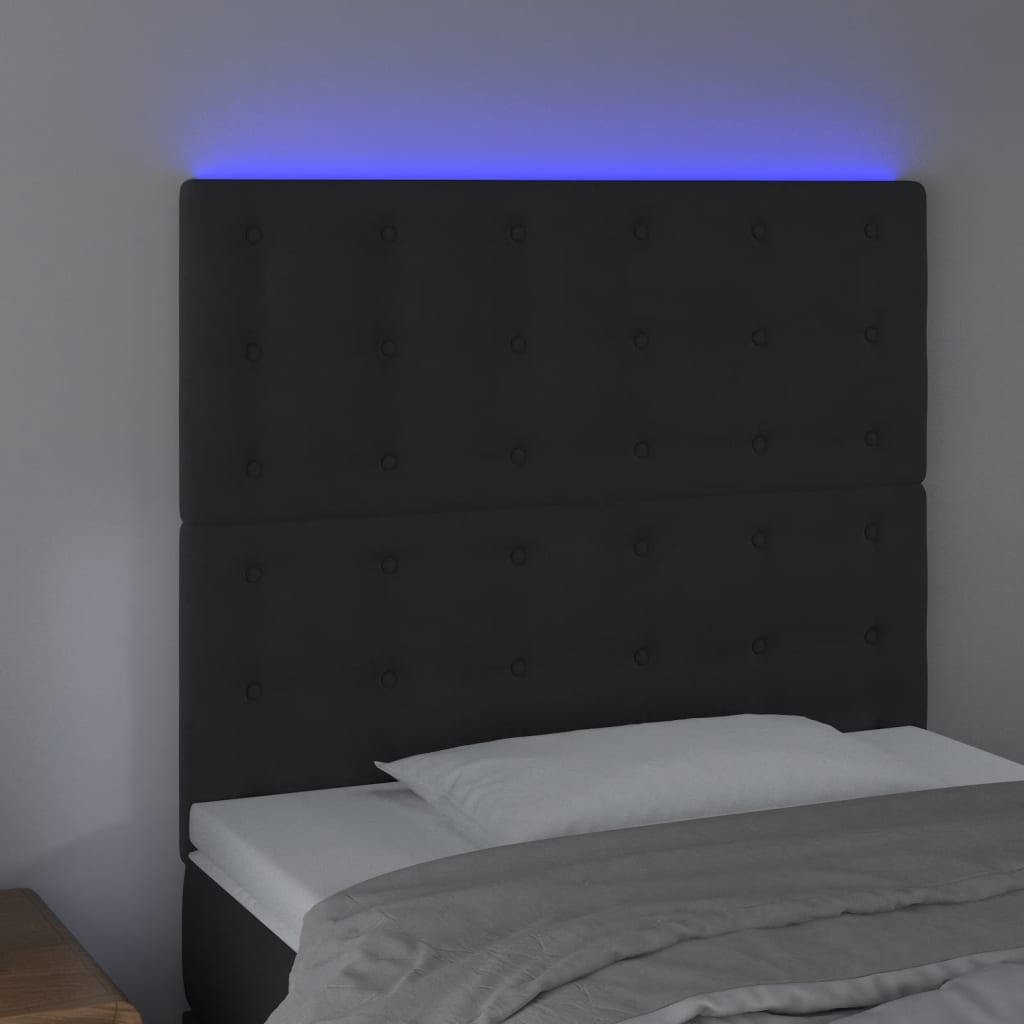 vidaXL Cabeceira cama c/ LED veludo 100x5x118/128 cm preto