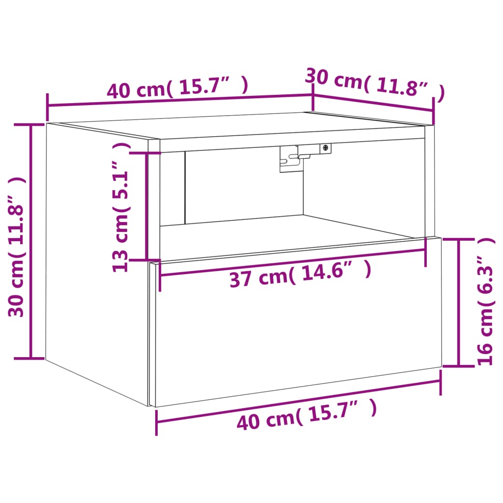 vidaXL Móveis de parede p/ TV 2 pcs 40x30x30cm derivados madeira preto