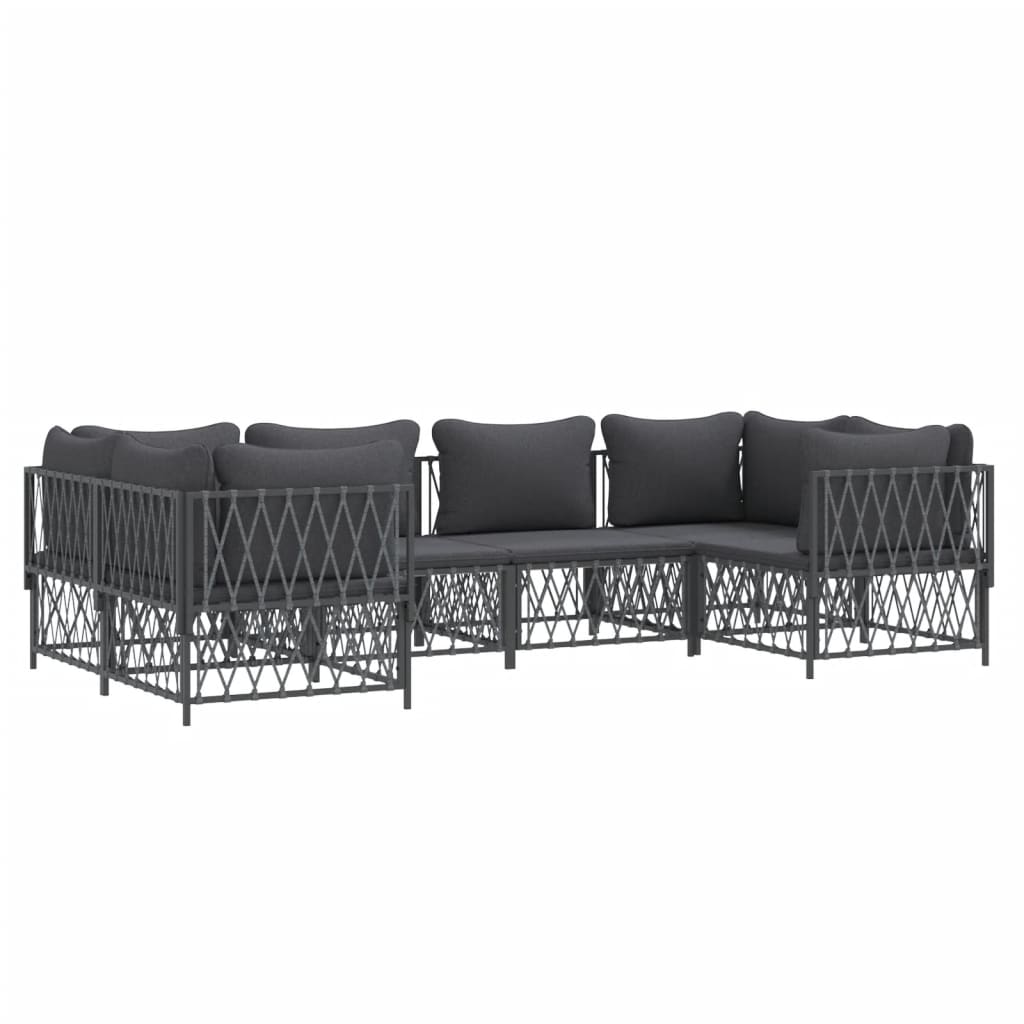 vidaXL 6 pcs conjunto lounge de jardim com almofadões aço antracite