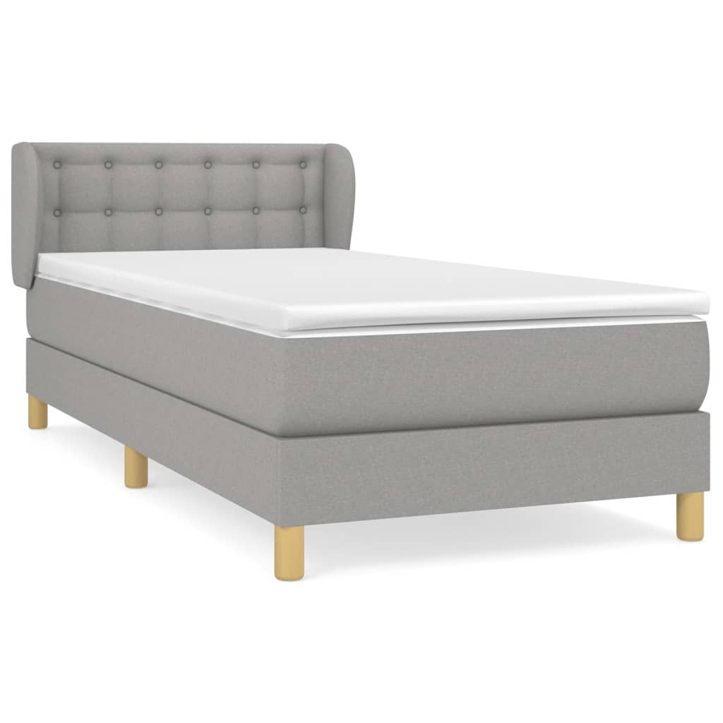 vidaXL Cama com molas/colchão 90x190 cm tecido cinzento-claro