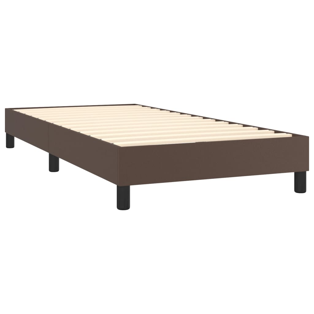 vidaXL Cama box spring c/ colchão/LED 90x200 cm couro artif. castanho