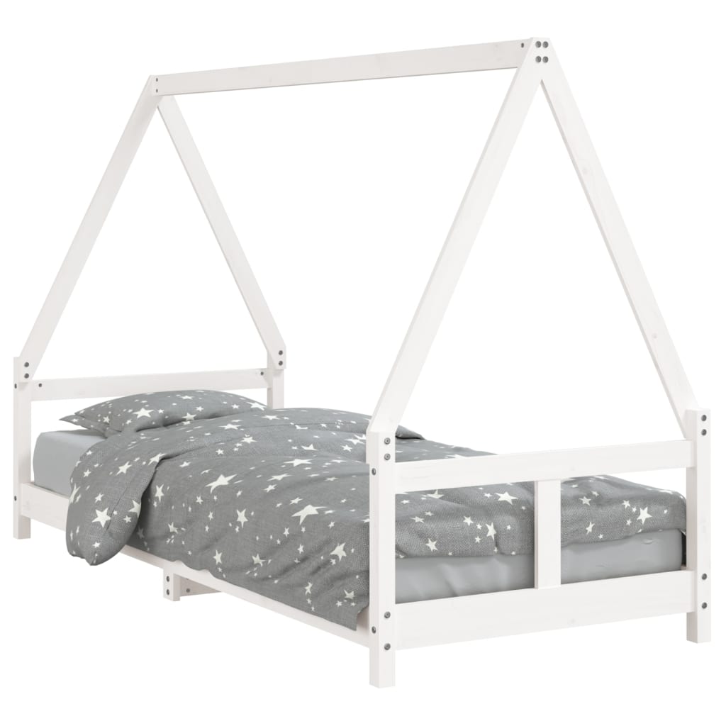 vidaXL Estrutura de cama infantil 80x200 cm pinho maciço branco