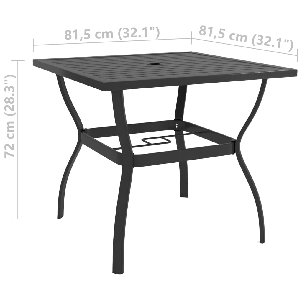 vidaXL Mesa de jardim 81,5x81,5x72 cm aço antracite