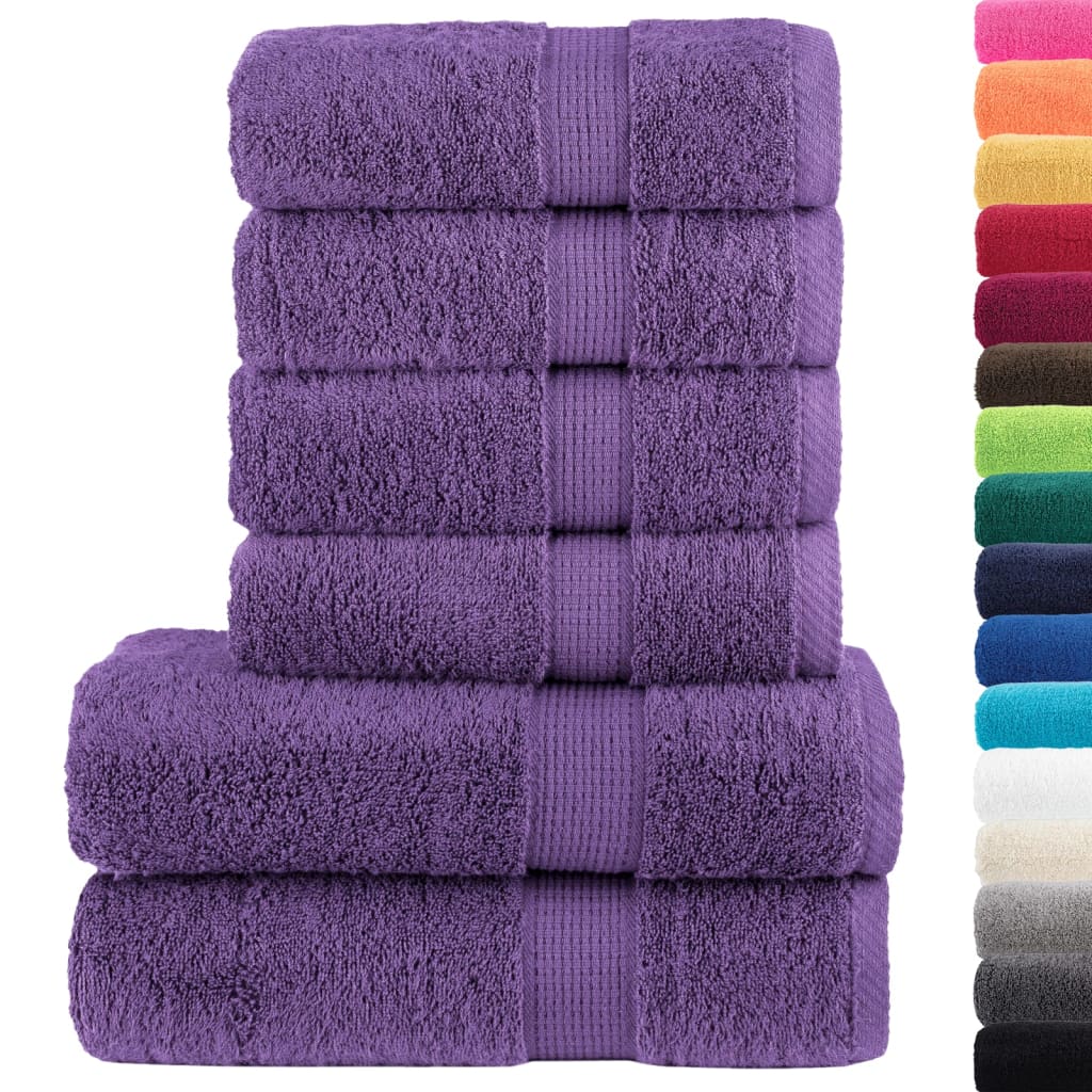 vidaXL 6pcs Conjunto toalhas banho premium SOLUND 600 gsm roxo