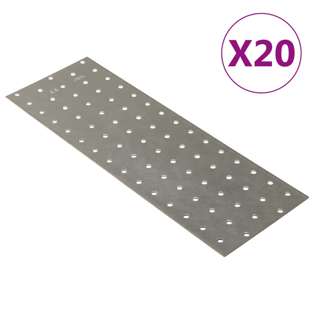 vidaXL Chapas perfuradas 20 pcs 2 mm 300x100 mm aço galvanizado