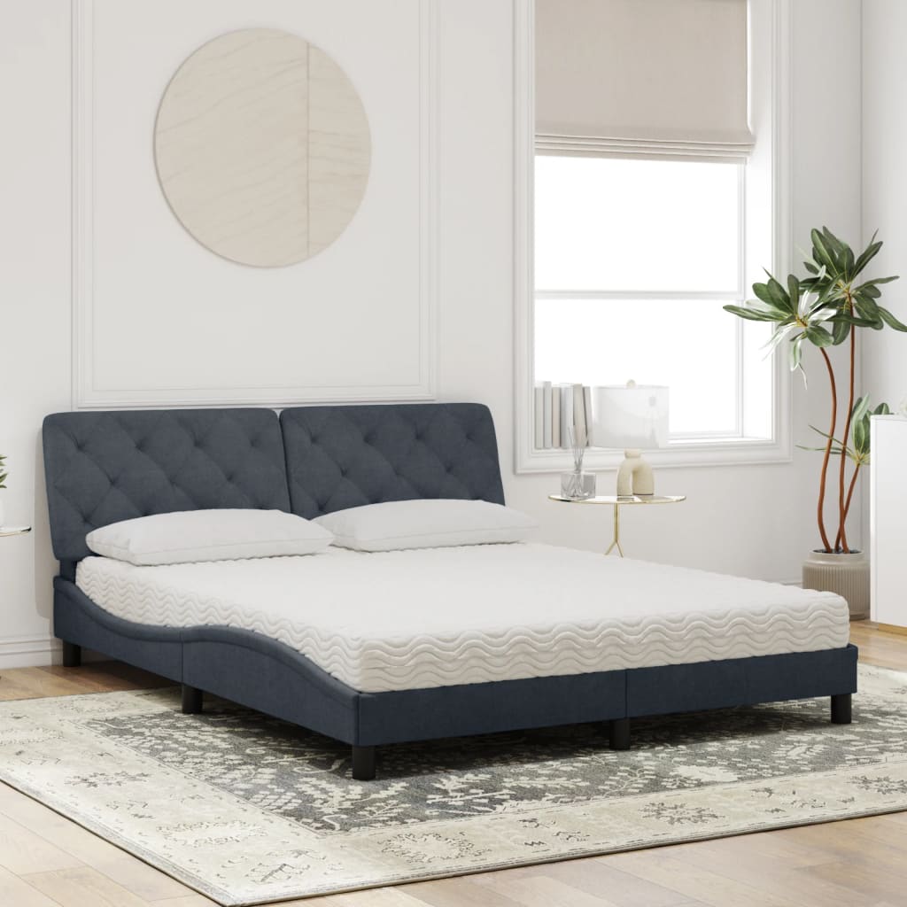 vidaXL Cama com colchão 160x200 cm veludo cinzento-escuro