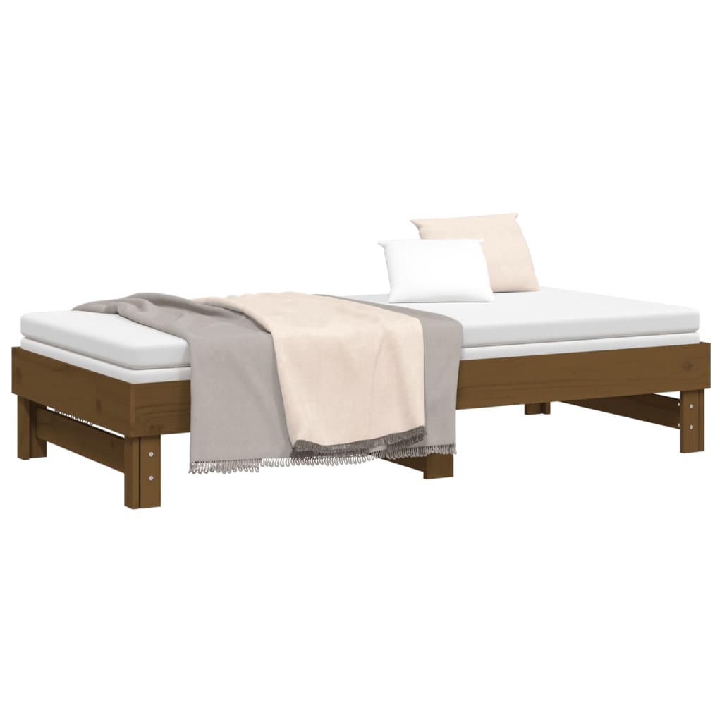 vidaXL Estrutura sofá-cama de puxar 2x(90x190)cm pinho maciço castanho