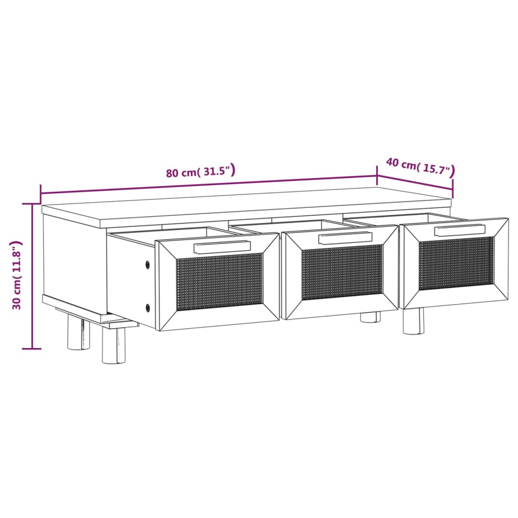 vidaXL Mesa de centro 80x40x30 cm derivados madeira pinho maciço preto