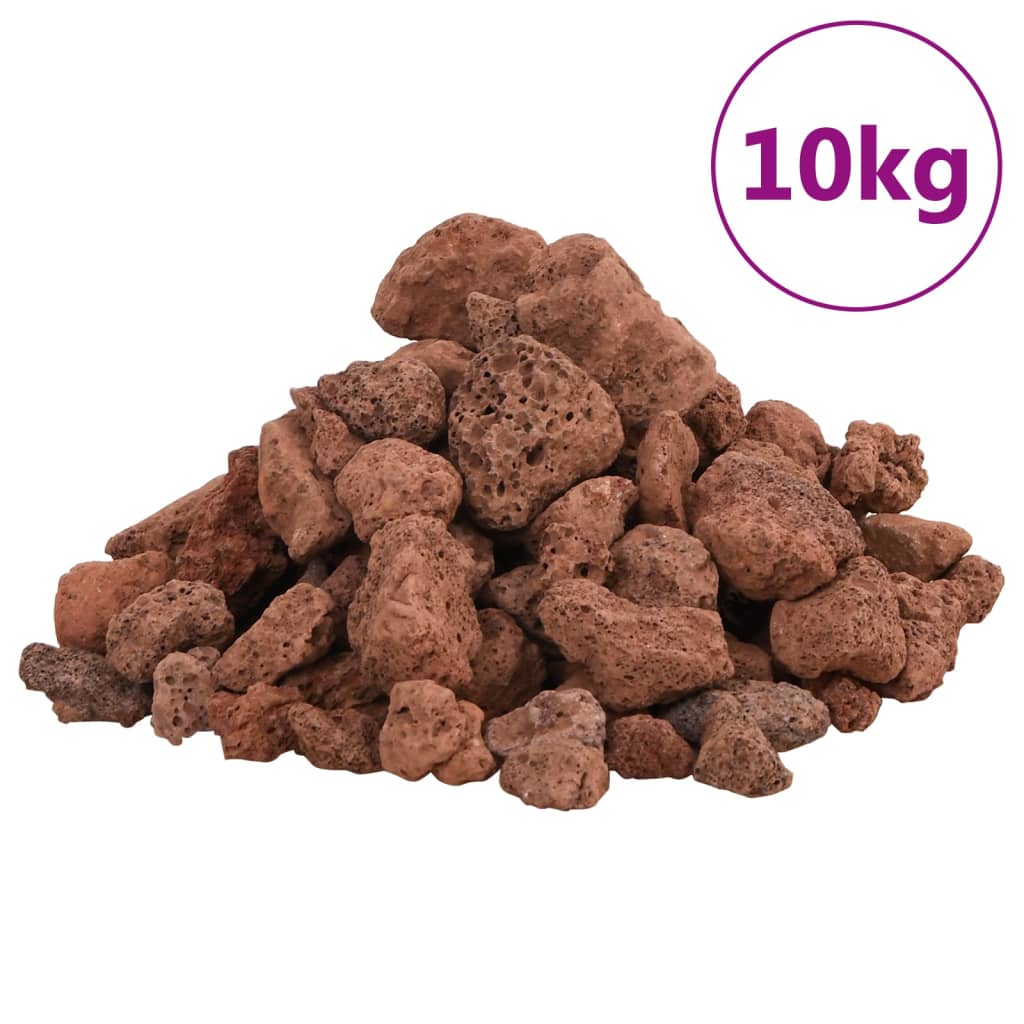 vidaXL Pedras vulcânicas 10 kg 1-2 cm vermelho